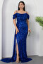 Sweetheart Neckline Front Gathered Sequin Dress 41066 - 3