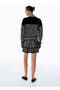 Black and White Contrast Striped Knitwear Bomber Jacket - 5