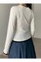 Ecru Double Collar Transparent Blouse - 3