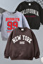 California and Brooklyn Printed 3-Pack Unisex Grey-Black-Brown Kids Sweatshirt