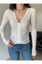 Ecru Drawstring Transparent Blouse