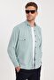 Men's Regular Fit Comfortable Cut Double Pocket Sport Collar Denim Mint Shirt - 5