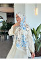 شال قطني ناعم منقوش من سلسلة إلهام بلون أزرق إكرو ps87 - 7