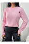 Elegant Pink Knitted Patterned Sweater – Stylish Design with Logo Detail - 2