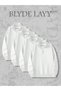Unisex 3-Piece Oversized Half-Zip White Unprinted Sweatshirt Pack of 4