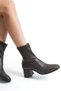 Matte Leather Stretch High-Top Zippered Orthopedic Thick Sole Heeled Women's Boots - 5
