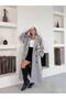 Buttoned Oversize Coat with Cashmere Shoulder Detail and Belt