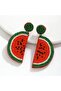 Bohemian Handmade Beaded Watermelon Slice Earrings - Cute Fruit Jewelry for Women, Stainless Steel P - 5