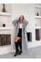 Buttoned Oversize Coat with Cashmere Shoulder Detail and Belt - 4