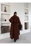 Buttoned Oversize Coat with Cashmere Shoulder Detail and Belt - 3