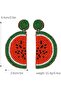 Bohemian Handmade Beaded Watermelon Slice Earrings - Cute Fruit Jewelry for Women, Stainless Steel P - 4