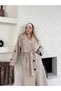 Buttoned Oversize Coat with Cashmere Shoulder Detail and Belt - 4