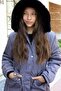 Anthracite Padded Girl's down Jacket with Pockets, Fur Lining and Detachable Hood 21523 - 5