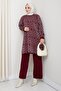 Silvery Triangle Patterned Knitwear Trousers Tunic Set