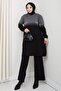 Knitted Glitter Patterned Knitwear Tunic Pants Set - 2
