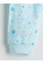 Turquoise Crew Neck Printed Girls' Pajama Set - 6