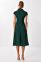 High Neck Flared Midi Knitted Dress Lub0223 Emerald Green - 4