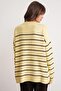 6944 Women's Loose Soft Textured Striped Knitwear Sweater Yellow - 7
