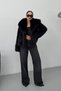 Women's Fur Coat Stylish Wide Collar Lined Snap Button Premium Fur Coat - 4