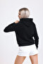 Women's Black Hooded Kangaroo Pocket Long Sleeve Sweatshirt - 2