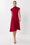 High Neck Flared Midi Knitted Dress Lub0223 Burgundy - 2