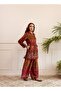 Rust & Maroon Ethnic Print Kurta Set - 5