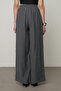 Women's Stripe Rose and Stone Detailed Solid Color Elastic Waist Wide Leg Trousers - 5