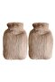 2 Pcs Hot Water Bag with Side Pocket Beige Plush Warm Compress 27X17X2Cm 1 Liter - 2