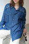 Shirt with Embroidery on the Shoulder and Denim Effect - 4