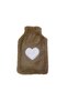 Warm Water Bag with Plush Heart, Beige Warm Compress 27X17Cm 1 Liter - 2