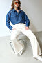 Shirt with Embroidery on the Shoulder and Denim Effect - 3