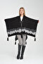Wave Patterned Tasseled Knitwear Poncho - Oversized Women's Poncho with Fisherman Stitching, Stylish Shawl Poncho for Outerwear - 2