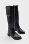Women's Buckle Heeled Casual Boots Fecroya Black