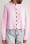 6956 Women's Stone Button Detailed Knitwear Soft Cardigan Pink - 6