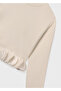 Cream Girl's Leaf Detailed Blouse 7030 - 6