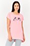 Women Graphic Print Cap Sleeves Pajama Top, Pink