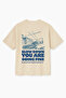 Oversize Beige Unisex Slow down You Are Doing Fine Printed T-Shirt