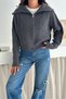 Basic Oversize Turn-Down Collar Zippered Knitwear Cardigan Aw25Hi0016 - 2