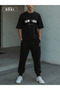Usa Fit Printed - Oversize Black T-Shirt & Black Pants Jogger Men's Tracksuit Set - 3