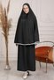 100% Cotton Two Piece Solid Color Sleeveless Prayer Dress - Black - 3