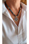 Glass Bead Necklace with Rose Motif