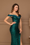 Sequin Sequin Boat Neck Long Evening Dress - Emerald Green - 3