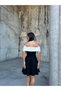 Flexible Crepe Fabric Degaje Collar Evening Dress Mini Dress 583238 Black - 4