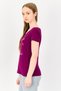 Women Graphic Print Short Sleeves Pajama Top, Purple - 2