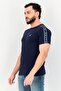 Men Crew Neck Short Sleeve Embroidered Logo T-Shirt, Navy - 2