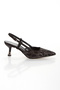 Black Women's Short Heel Stone-Embellished Evening Shoes - 5