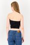 Women Straight Across Neckline Washed Tube Top, Black - 3