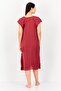Women Solid Short Sleeves Sleeping Dress, Maroon - 4
