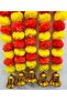 Shreej Artificial Marigold Fluffy Flowers and Golden/Silver Hanging Bells Garlands/Torans/Wall hangi - 5