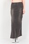 Women Washed Denim Midi Skirt, Grey